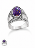 Purple Turquoise and Sterling Boho Design Ring