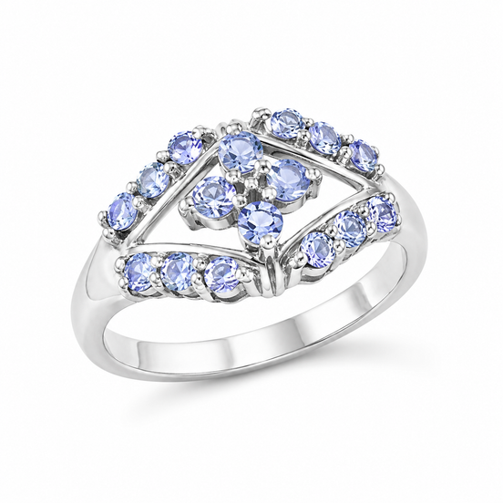 Tanzanite and Sterling Floret Open Design Ring