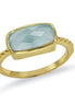 Faceted Blue Chalcedony and Gold Over Sterling Ring