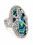 Abalone and Sterling Dragonfly Floral Ring