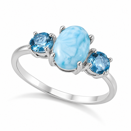 Larimar Light Blue Topaz and Sterling Shimmering Ring