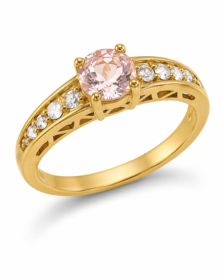 Morganite Topaz and 18K Gold over Sterling Ring