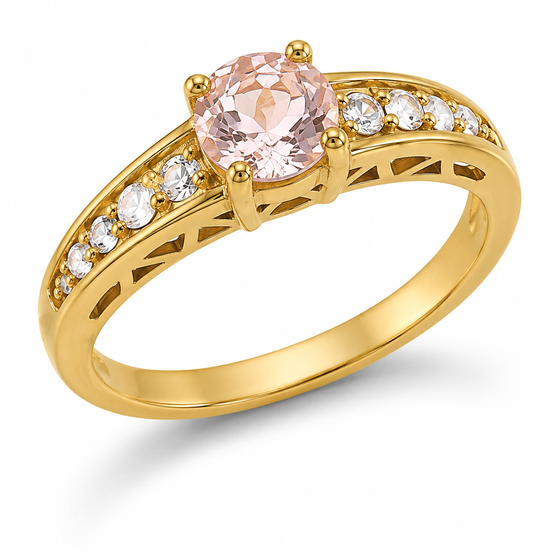 Morganite Topaz and 18K Gold over Sterling Ring