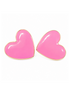 Enameled Gold Plated Pink Heart Post Earrings