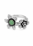 Green Jade and Antiqued Floral Garden Ring