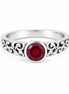 Ruby and Antiqued Sterling Band Ring