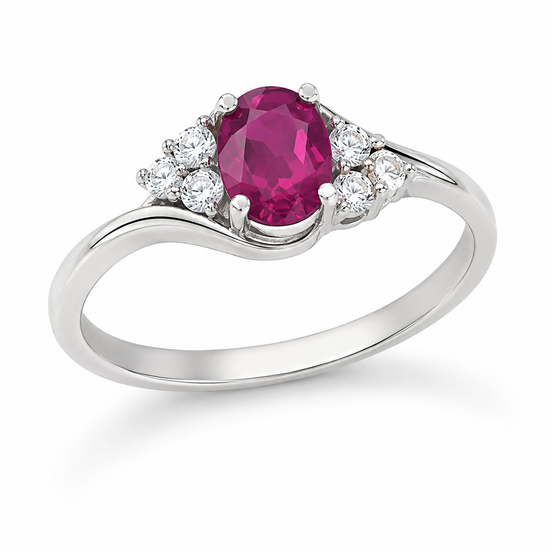 Ruby White Topaz and Sterling Elegant Ring
