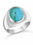 Turquoise and Sterling Sleek Wide Band Ring