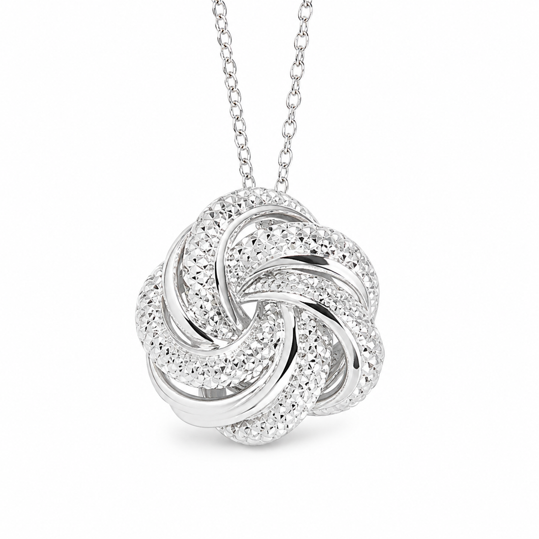 Diamond Accent and Sterling Love Knot Pendant