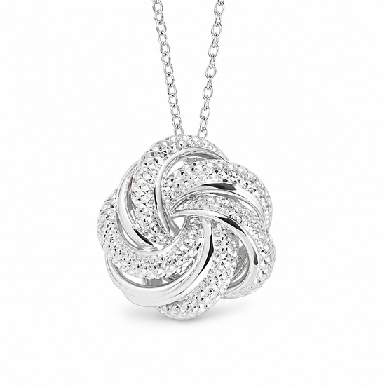Diamond Accent and Sterling Love Knot Pendant