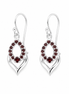 Garnet and Silver Open Teardrop Earrings
