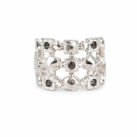 Black Spinel Geometric Band Ring