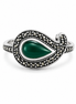 Green Agate Marcasite and Sterling Teardrop Ring