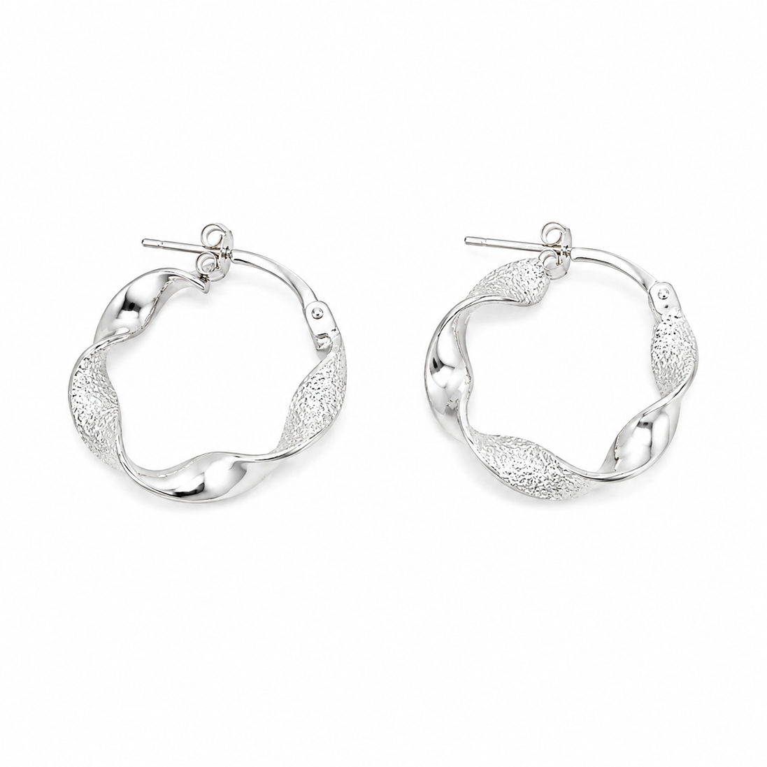 Matte and Shiny Coiled Sterling Hoop Earrings