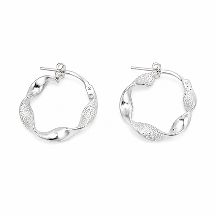 Matte and Shiny Coiled Sterling Hoop Earrings