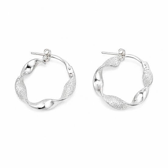 Matte and Shiny Coiled Sterling Hoop Earrings