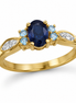 Sapphire Topaz and Gold over Sterling Ring