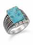 Turquoise and Antiqued Sterling Ring