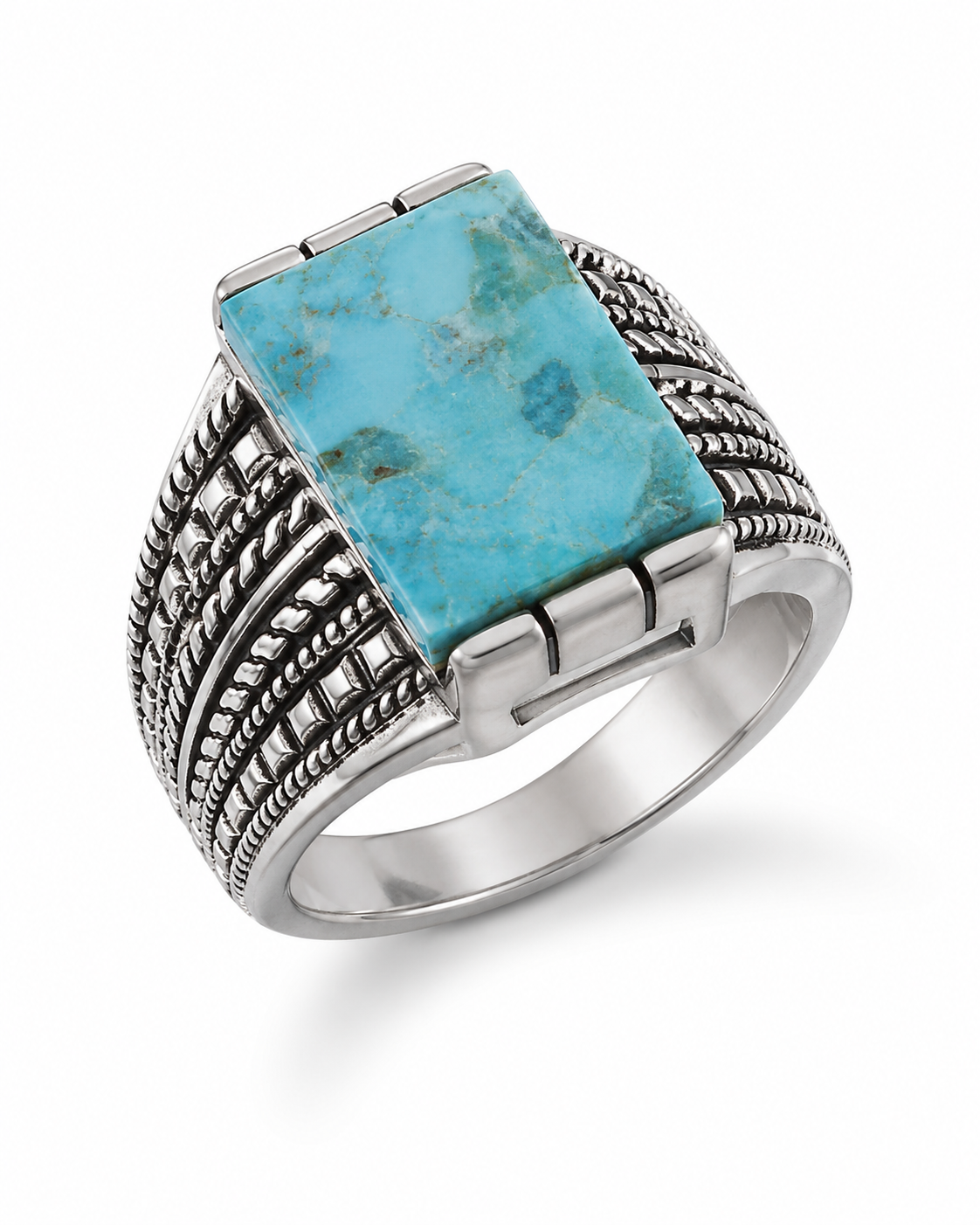 Turquoise and Antiqued Sterling Ring