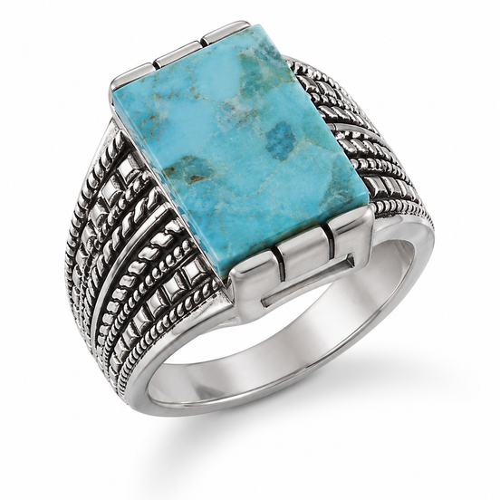 Turquoise and Antiqued Sterling Ring