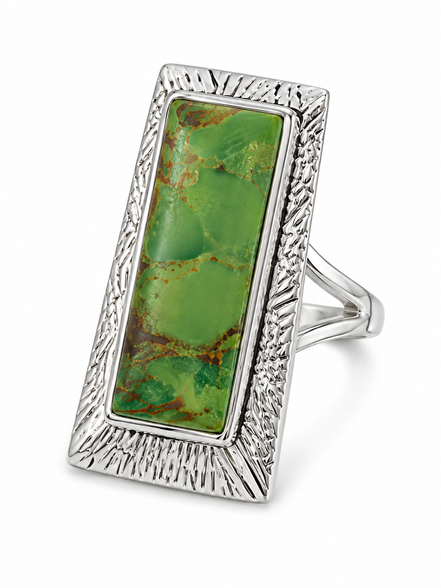 Green and Turquoise and Sterling Boho Inspired Ring