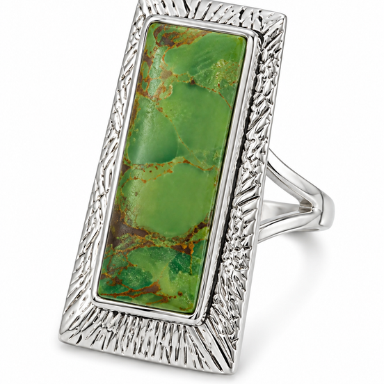 Green and Turquoise and Sterling Boho Inspired Ring