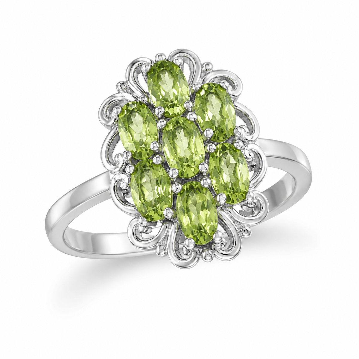 Peridot and Sterling Embellished Ring
