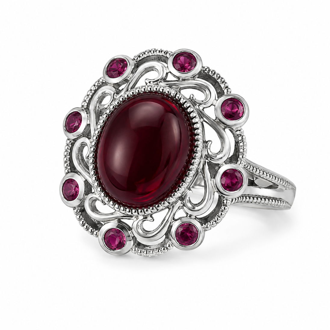 Garnet Rhodolite Garnet Accents Sterling Ring