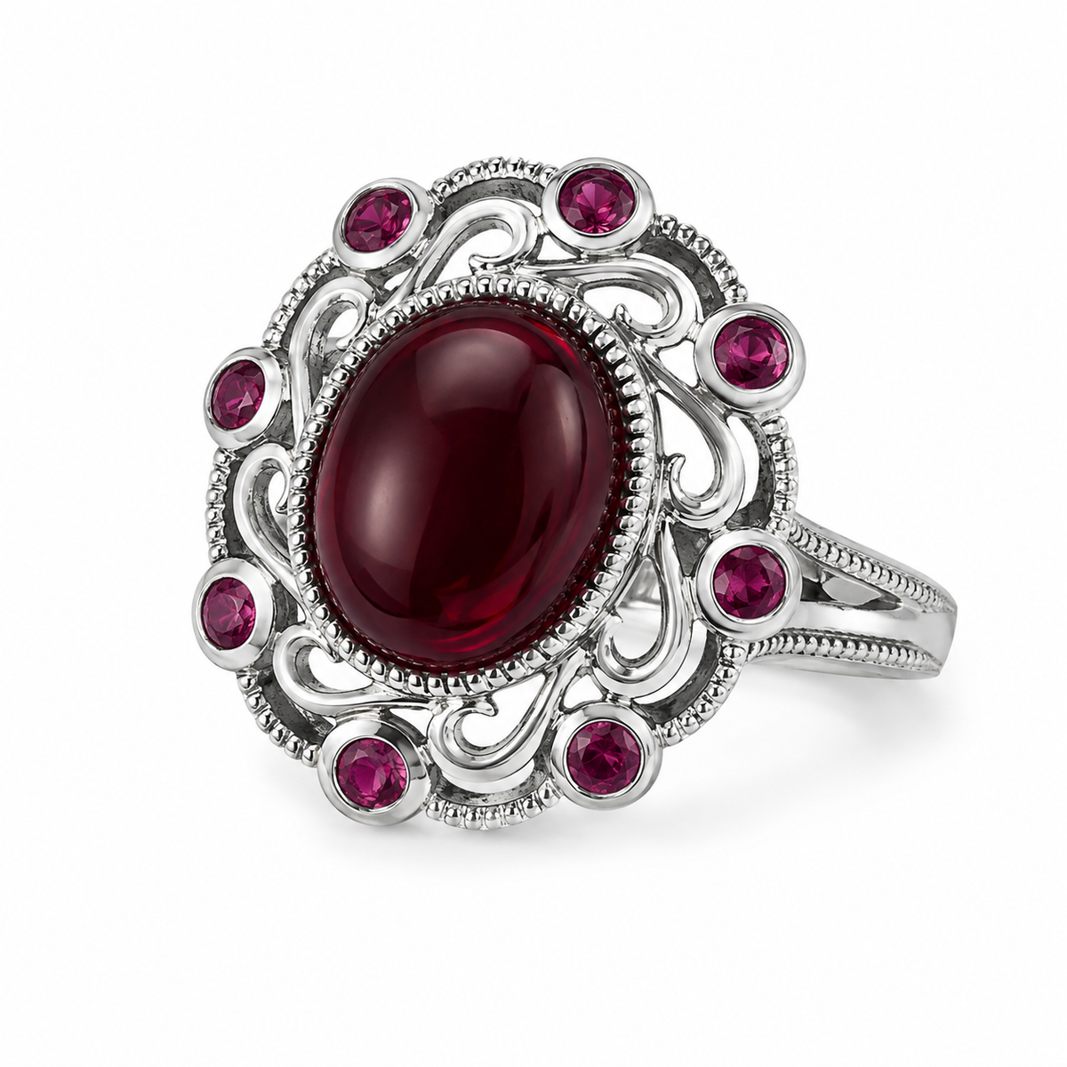 Garnet Rhodolite Garnet Accents Sterling Ring