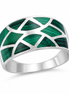 Malachite and Sterling Geometric Inlay Ring