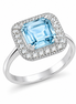 Sky Blue Topaz White Topaz and Sterling Ring