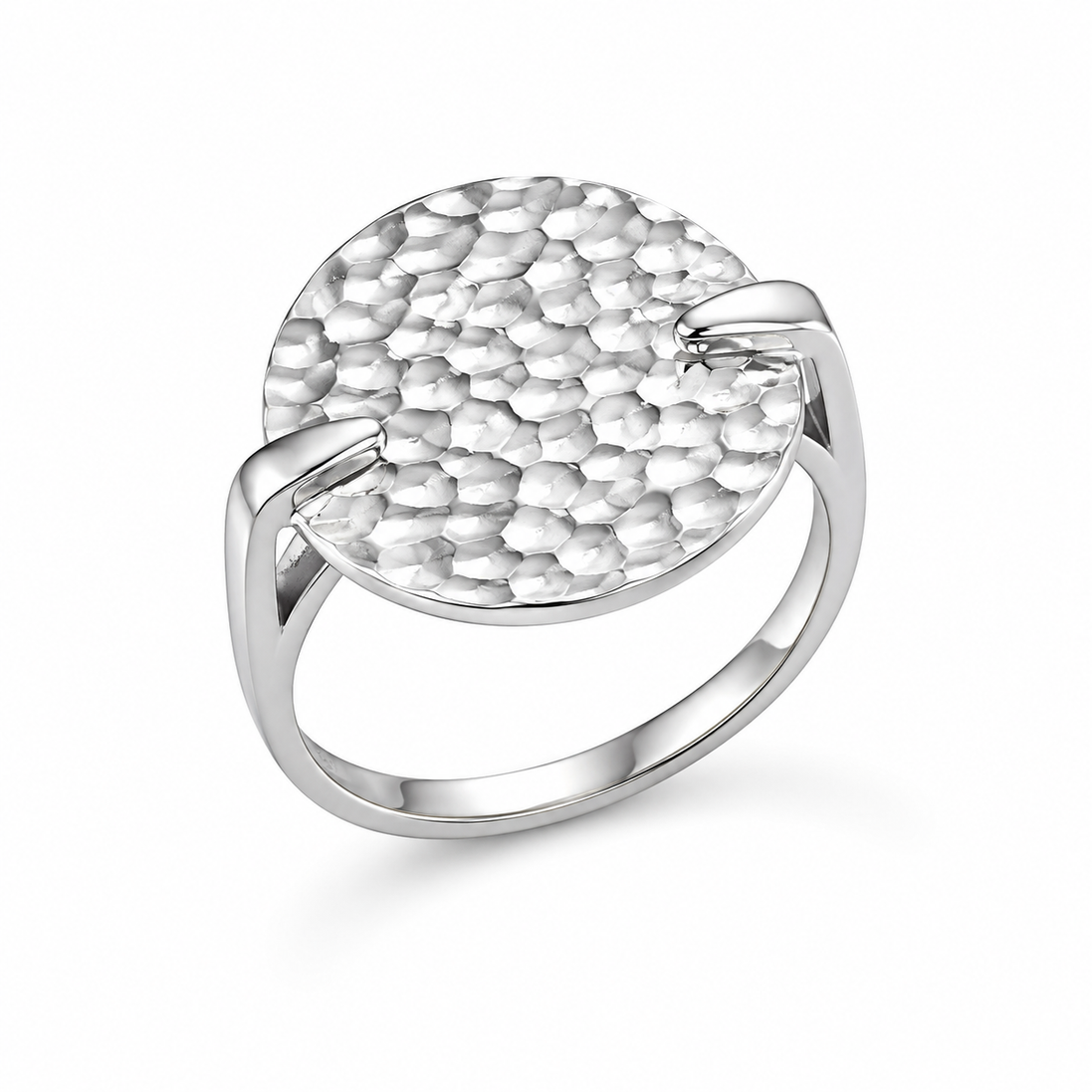 Hammered Sterling Disk Ring