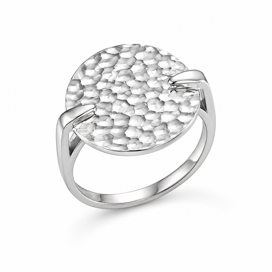 Hammered Sterling Disk Ring