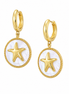 Mother of Pearl and Gold over Sterling Starfish Huggie-Hoop Earrings