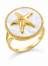 Mother of Pearl and Gold over Sterling Ring