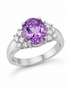 Faceted Amethyst CZ and Sterling Brilliant Ring