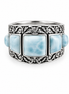 Larimar and Sterling All in a Row Ring