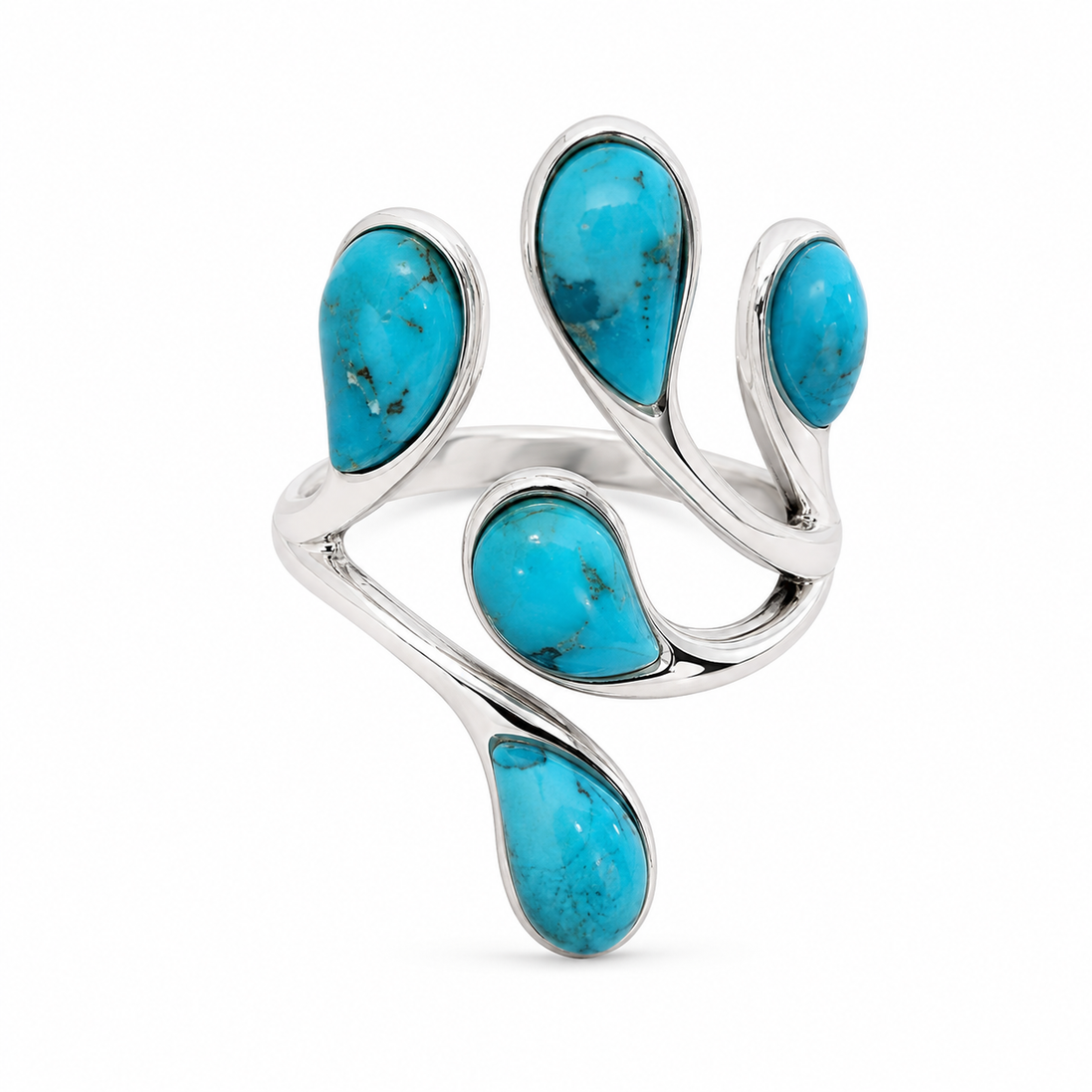 Turquoise and Sterling Droplet Bypass Ring