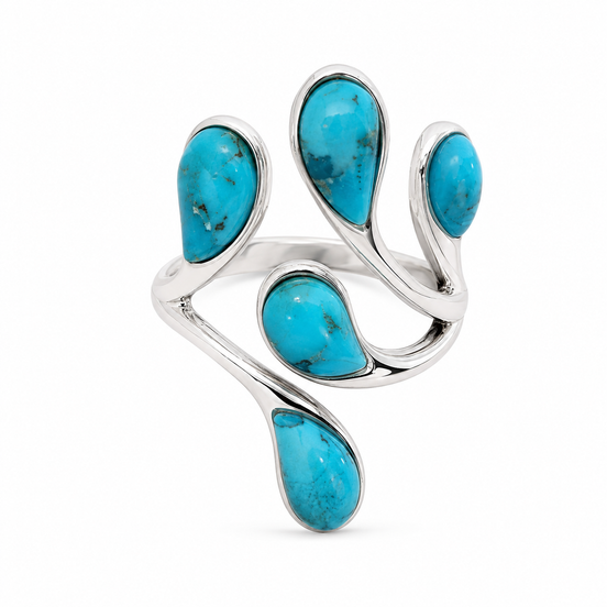 Turquoise and Sterling Droplet Bypass Ring