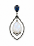 Rainbow Moonstone Blue Topaz and Sterling Pendant