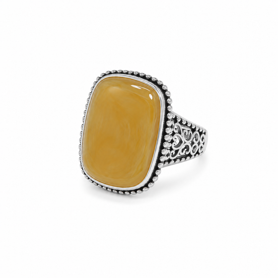 Yellow Mother of Pearl and Sterling Ring