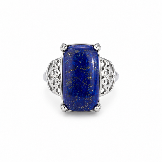 Lapis and Sterling Filigree Band Ring