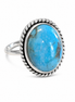 Cabochon Turquoise and Antiqued Sterling Ring