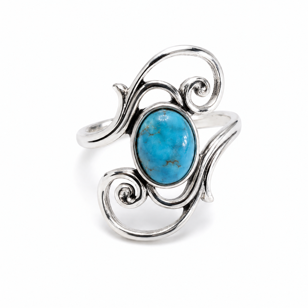 Turquoise and Sterling Whimsical Swirl Ring
