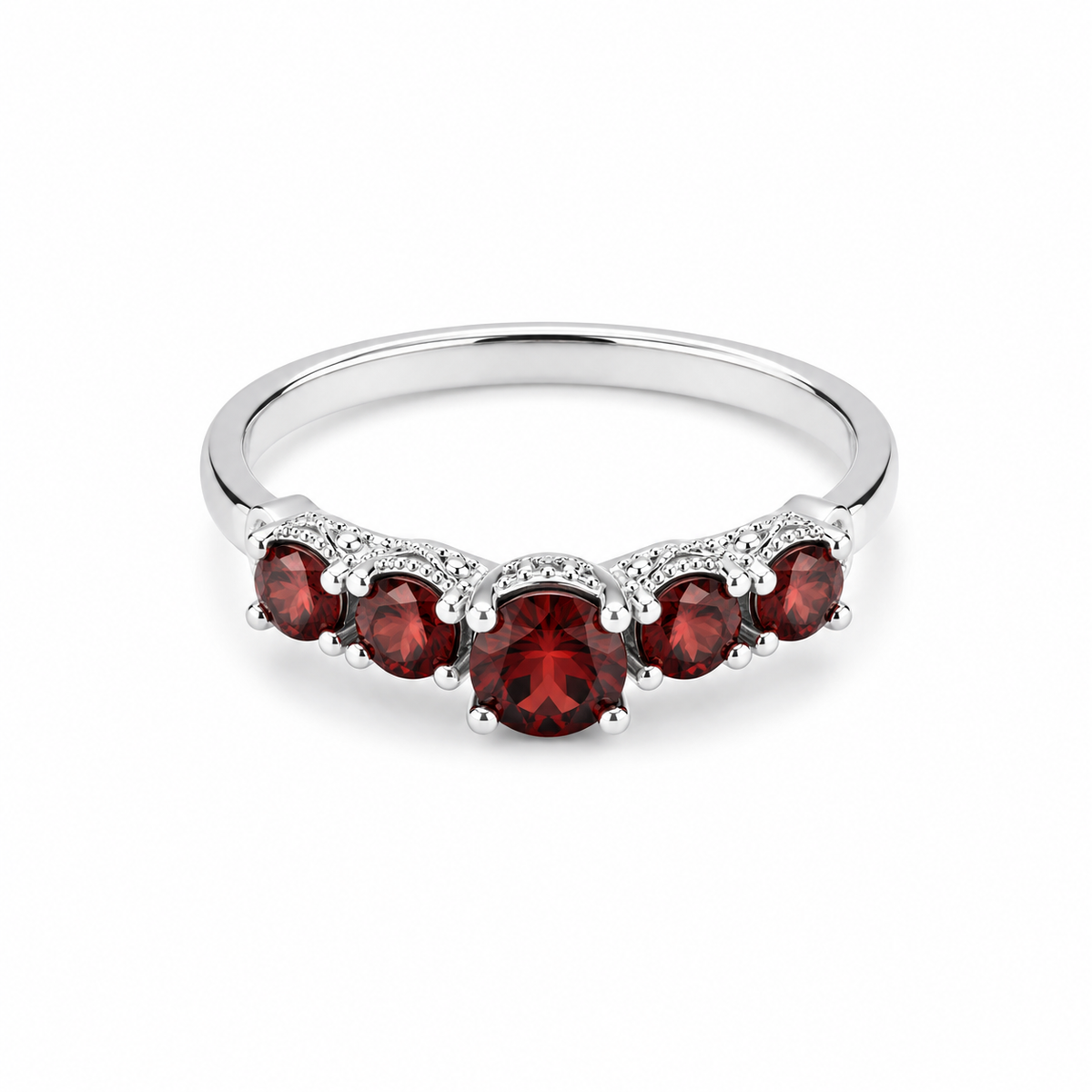 Garnet and Sterling Refined Ring
