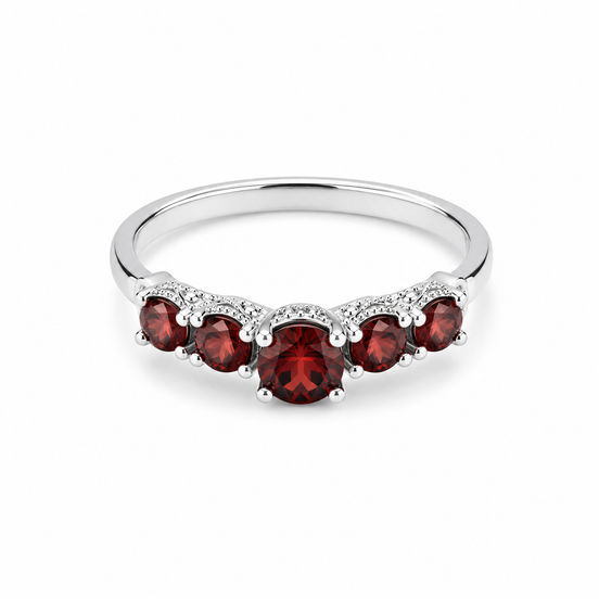 Garnet and Sterling Refined Ring