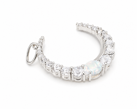 Rainbow Moonstone White Topaz and Sterling Pendant