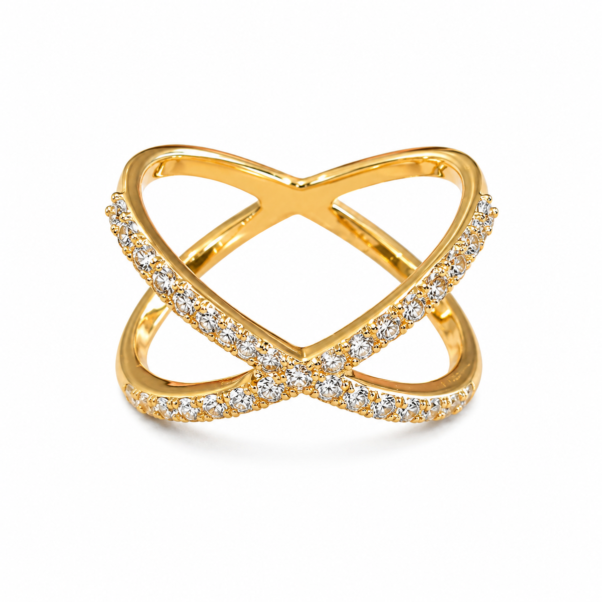 White Topaz 18K Gold over Sterling Ring