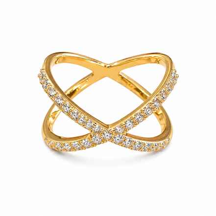White Topaz 18K Gold over Sterling Ring