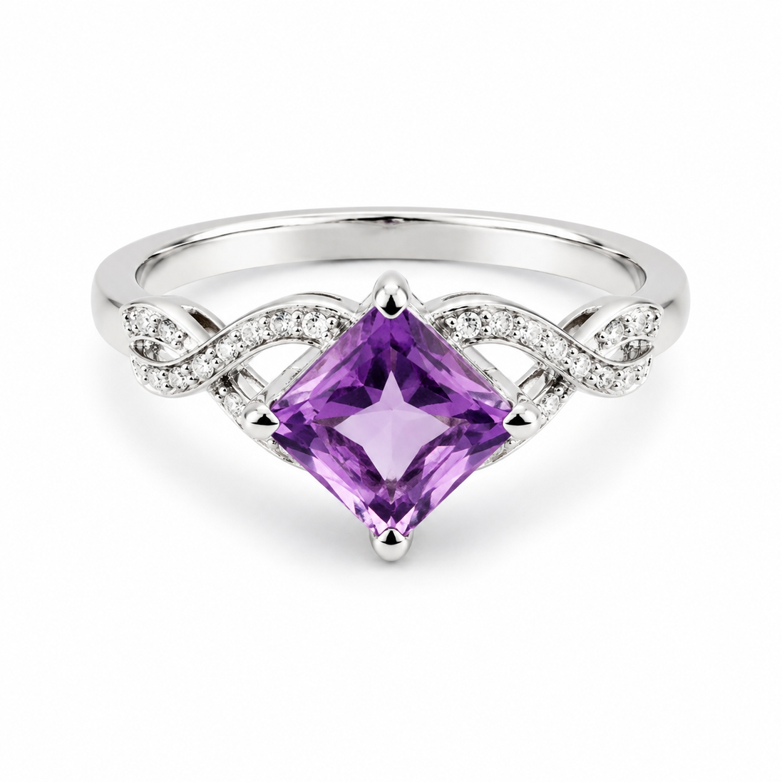 Amethyst CZ and Sterling Ring